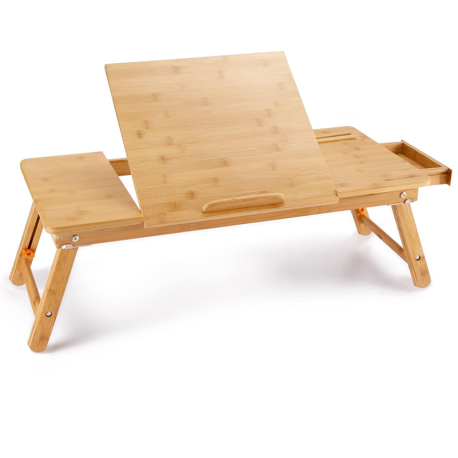 Bamboo Foldable Lap Desks for Laptop, Portable Bed Tray Table, Working,Snack Tray Breakfast Tray Bed Table Drawing Table