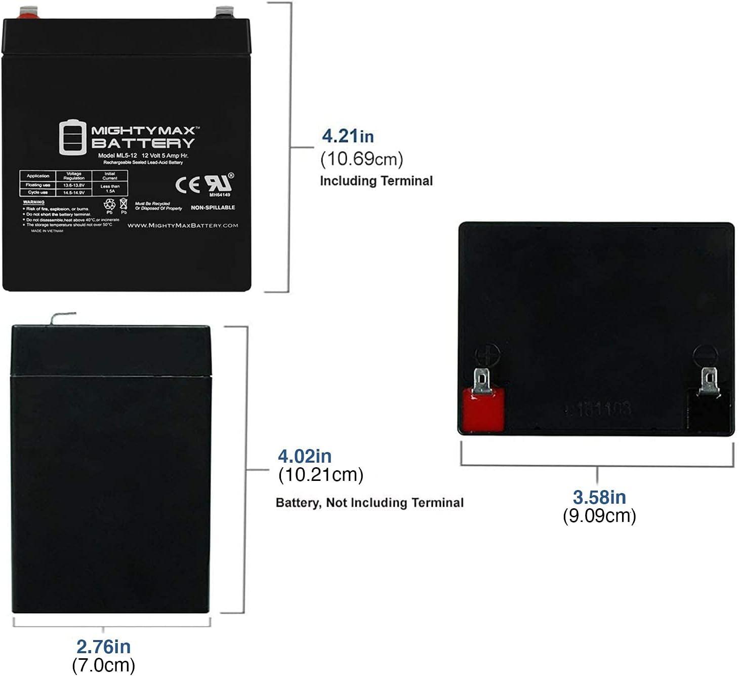 Mighty Max 12V 5Ah Sealed Lead Acid Battery