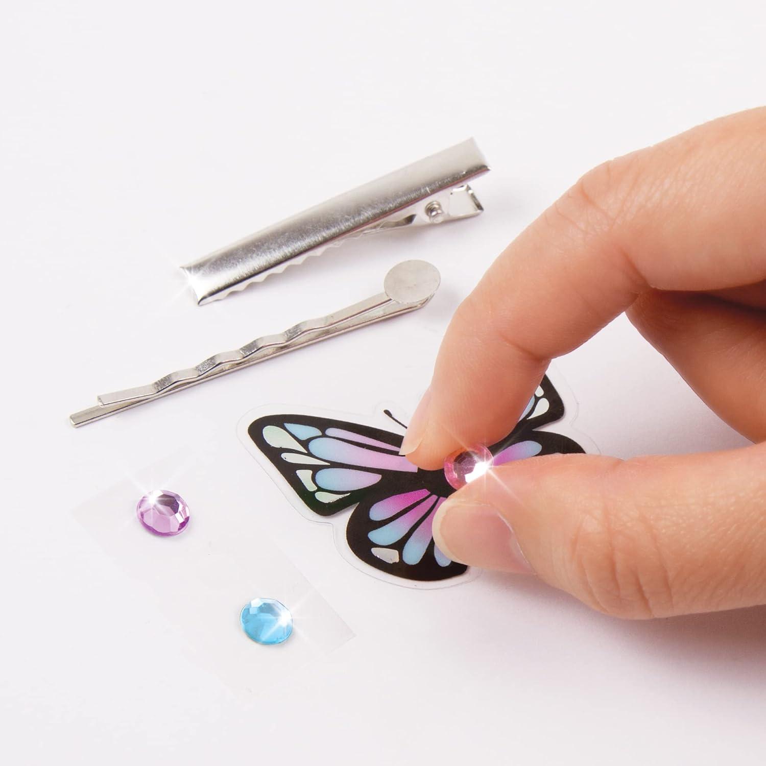 Make It Real: Crown Of Enchantment - DIY Jewelry Kit, Create Up To 12 Eye-Catching Charm Hair Accessories, Butterflies, Pink Purple Blue, 73 Pieces, All-In- 1 DIY KIT, Tweens & Girls, Kids Ages 8+