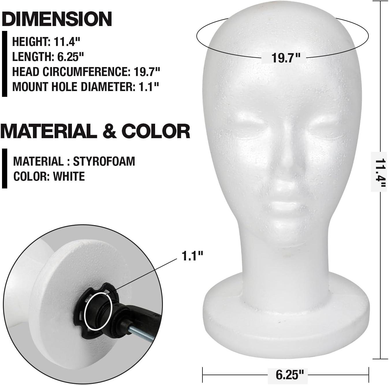 White Styrofoam Mannequin Head Wig Display Stand