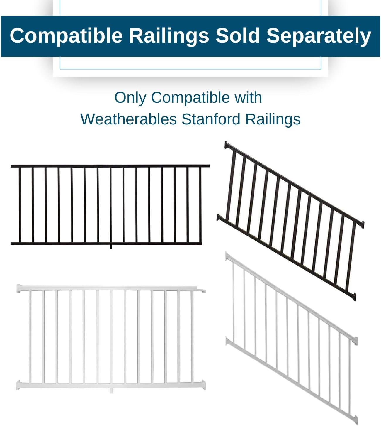 Weatherables Stanford Railing Brackets – Aluminum Outdoor Stair Railing Brackets, Made with Durable & Low-Maintenance Black Textured Powder-Coat Finish
