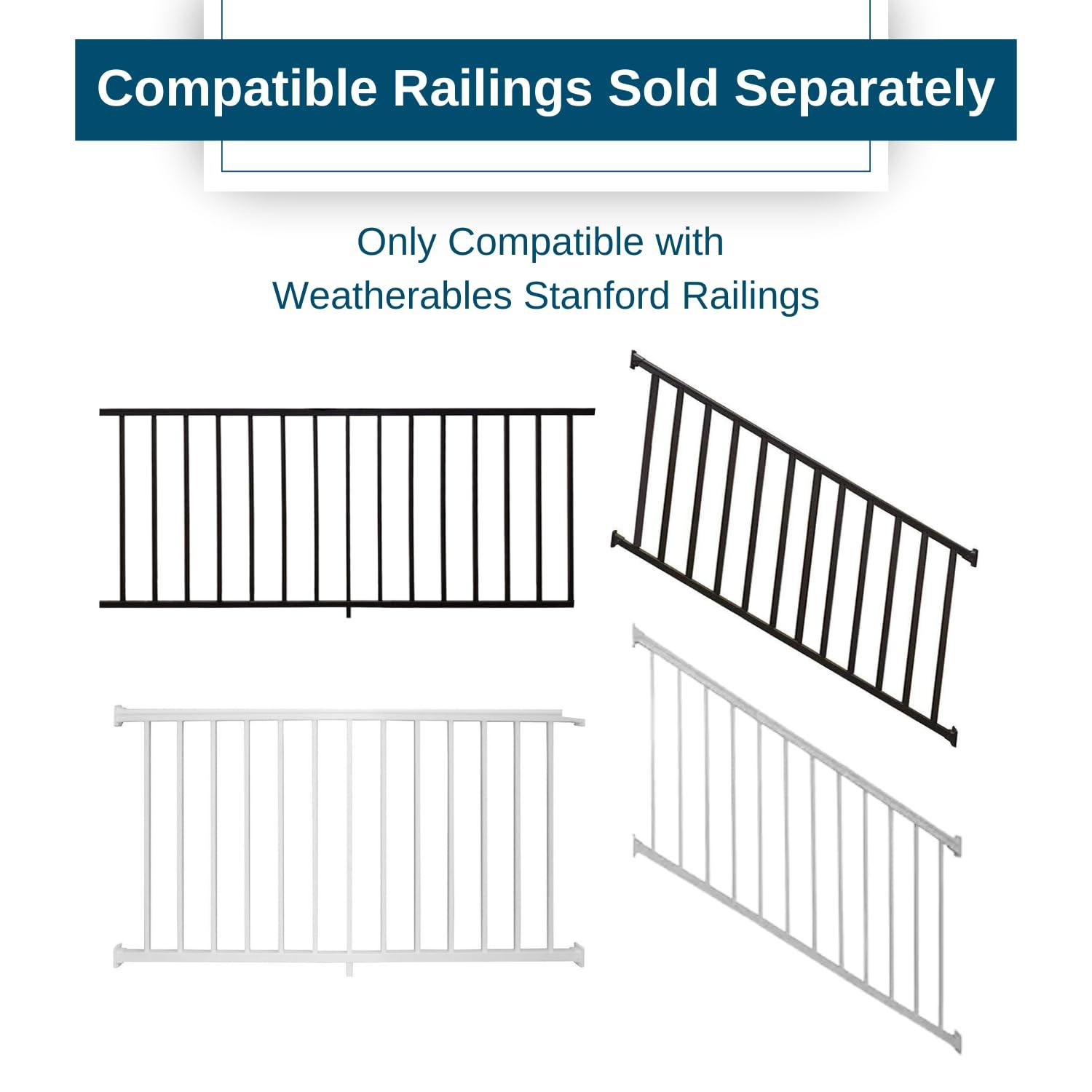 Weatherables Stanford Railing Brackets – Aluminum Outdoor Stair Railing Brackets, Made with Durable & Low-Maintenance Black Textured Powder-Coat Finish