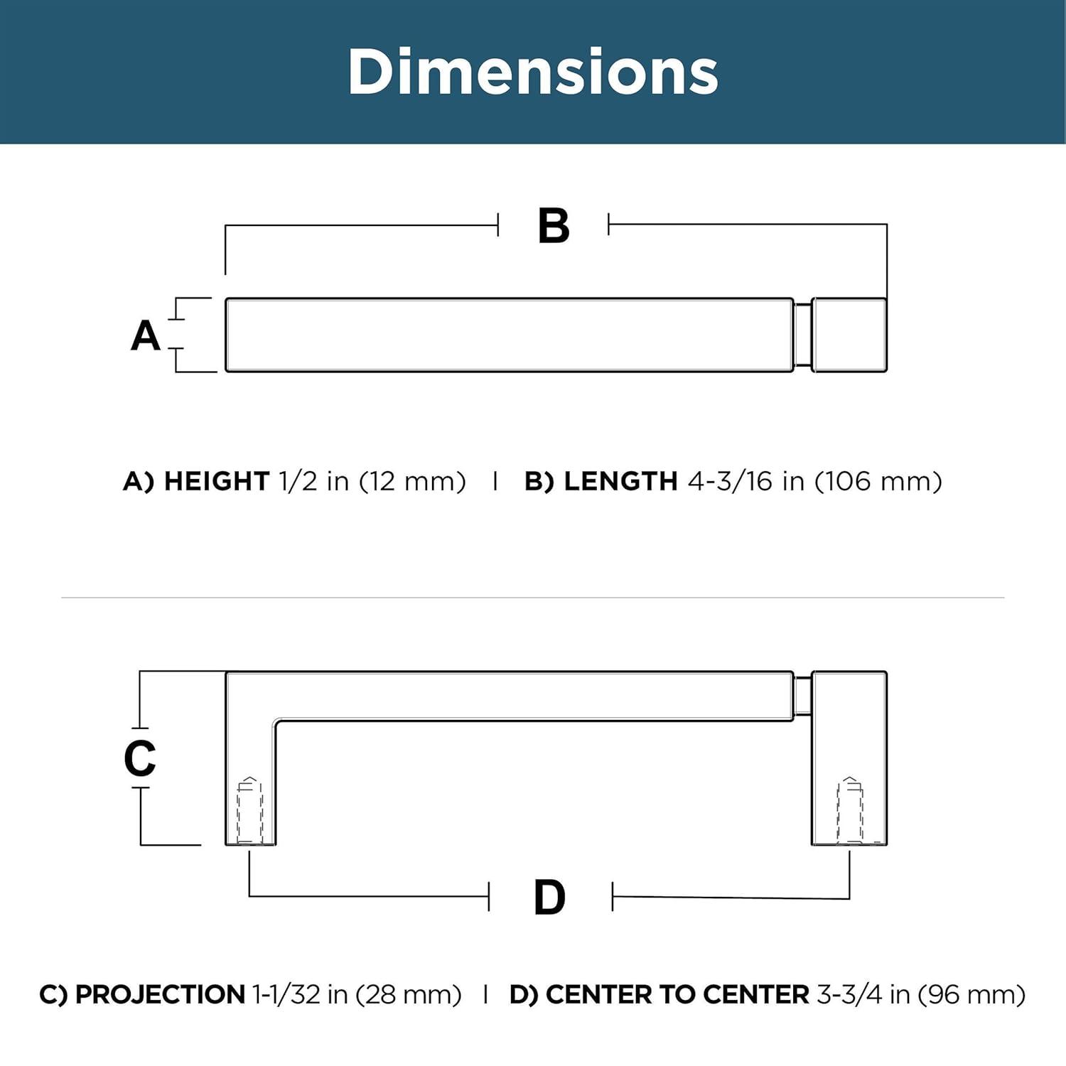 Asymmetric Notched Kitchen Cabinet or Furniture Drawer 3.75" Center Bar Pull Multipack