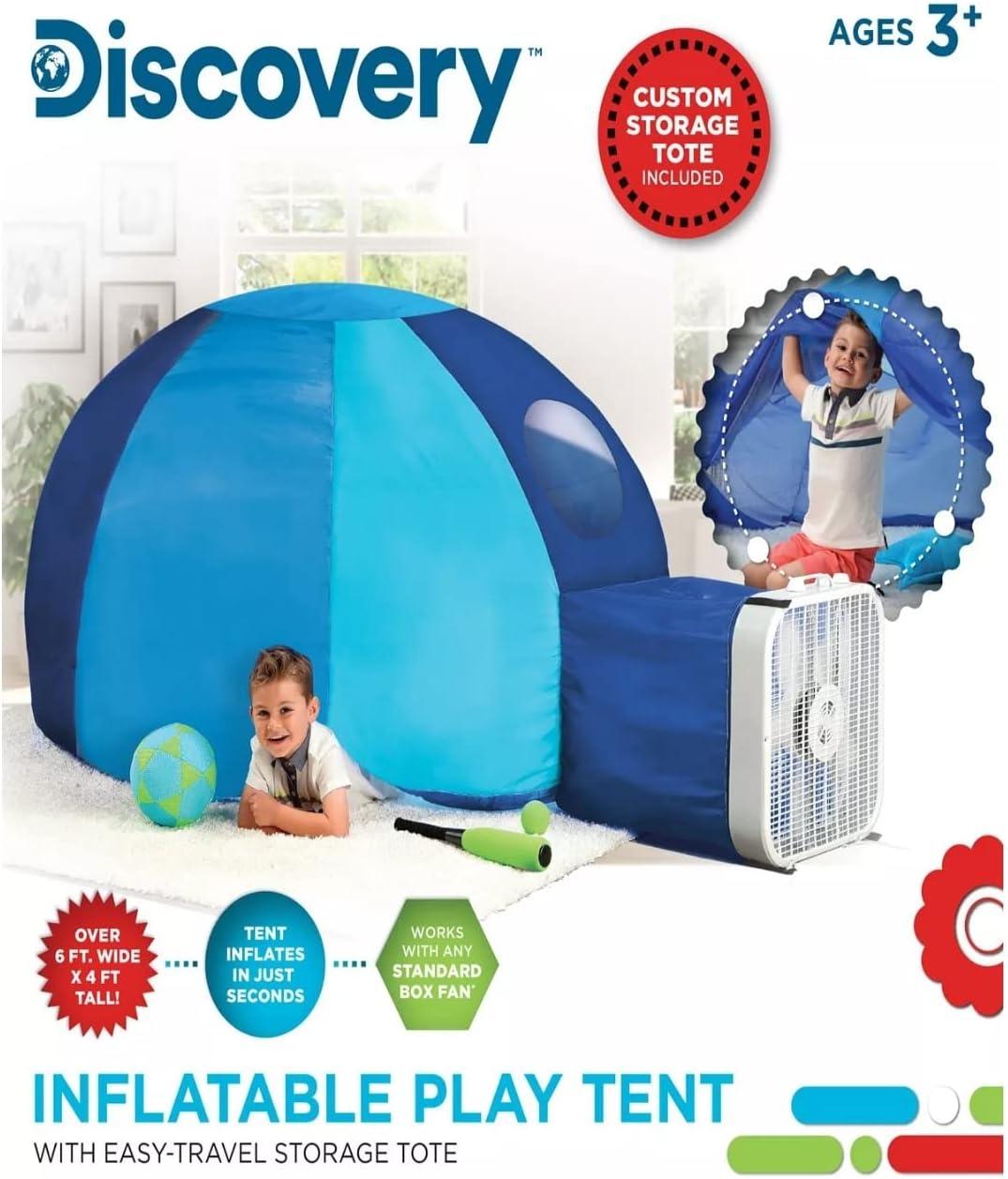 Blue Inflatable Play Tent for Kids with Fan