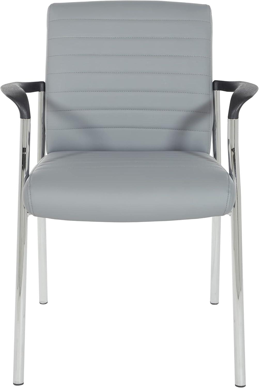 Charcoal Grey Faux Leather Guest Chair with Chrome Frame