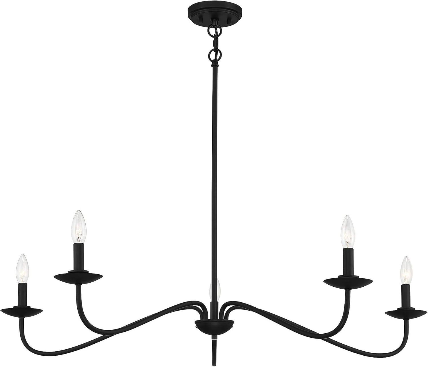 Matte Black Dramatic Curve 5-Light Chandelier