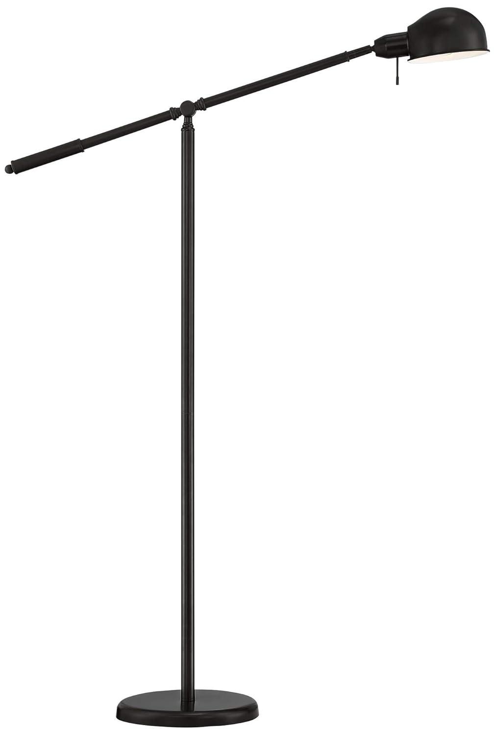 360 Lighting Dawson Traditional Pharmacy Floor Lamp 55" Tall Dark Bronze Metal Adjustable Boom Arm Dome Head for Living Room Reading Bedroom