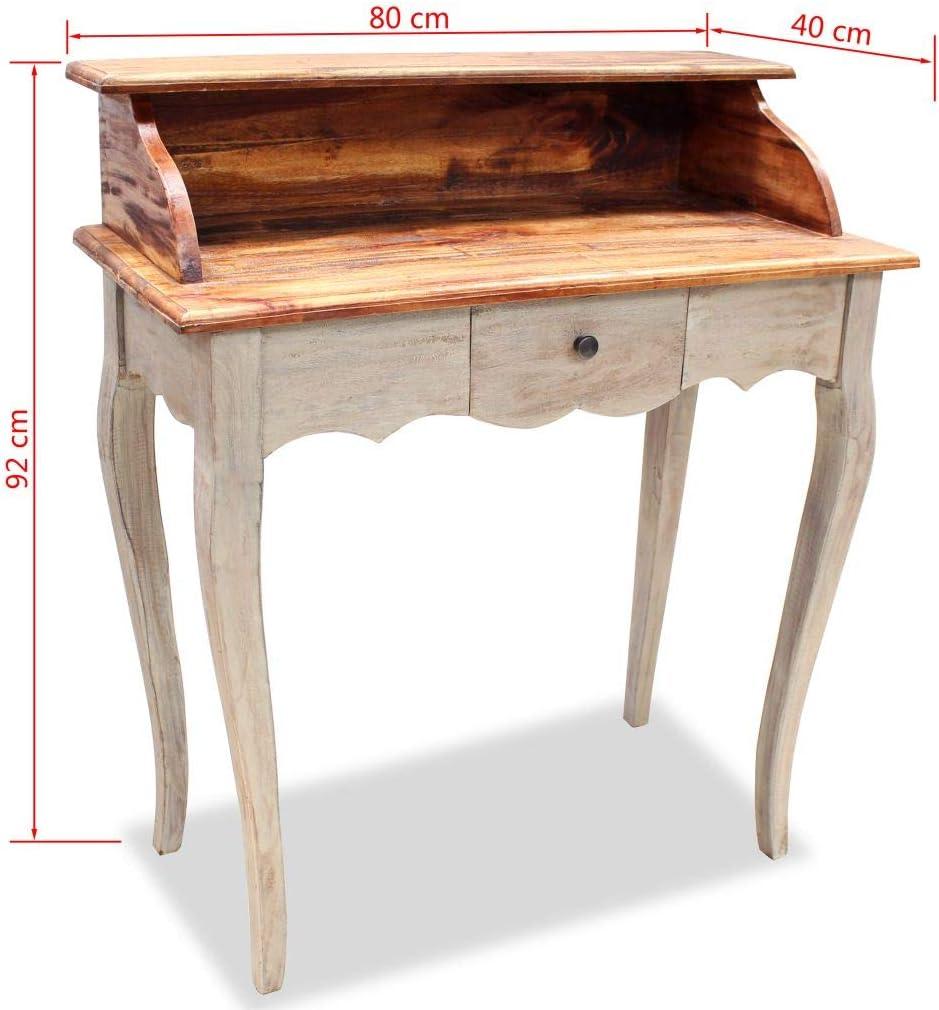 Elegant Vintage Solid Reclaimed Wood Writing Desk with Drawer