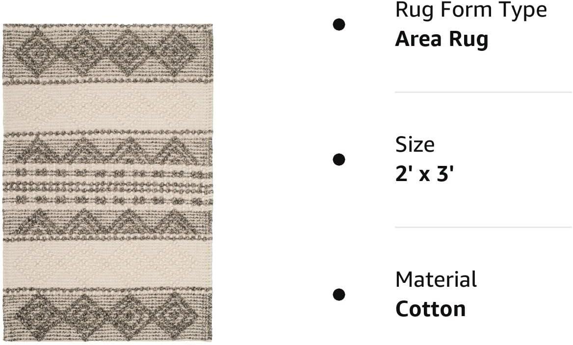 SAFAVIEH Natura Carly Geometric Braided Wool Area Rug, Grey/Ivory, 2' x 3'