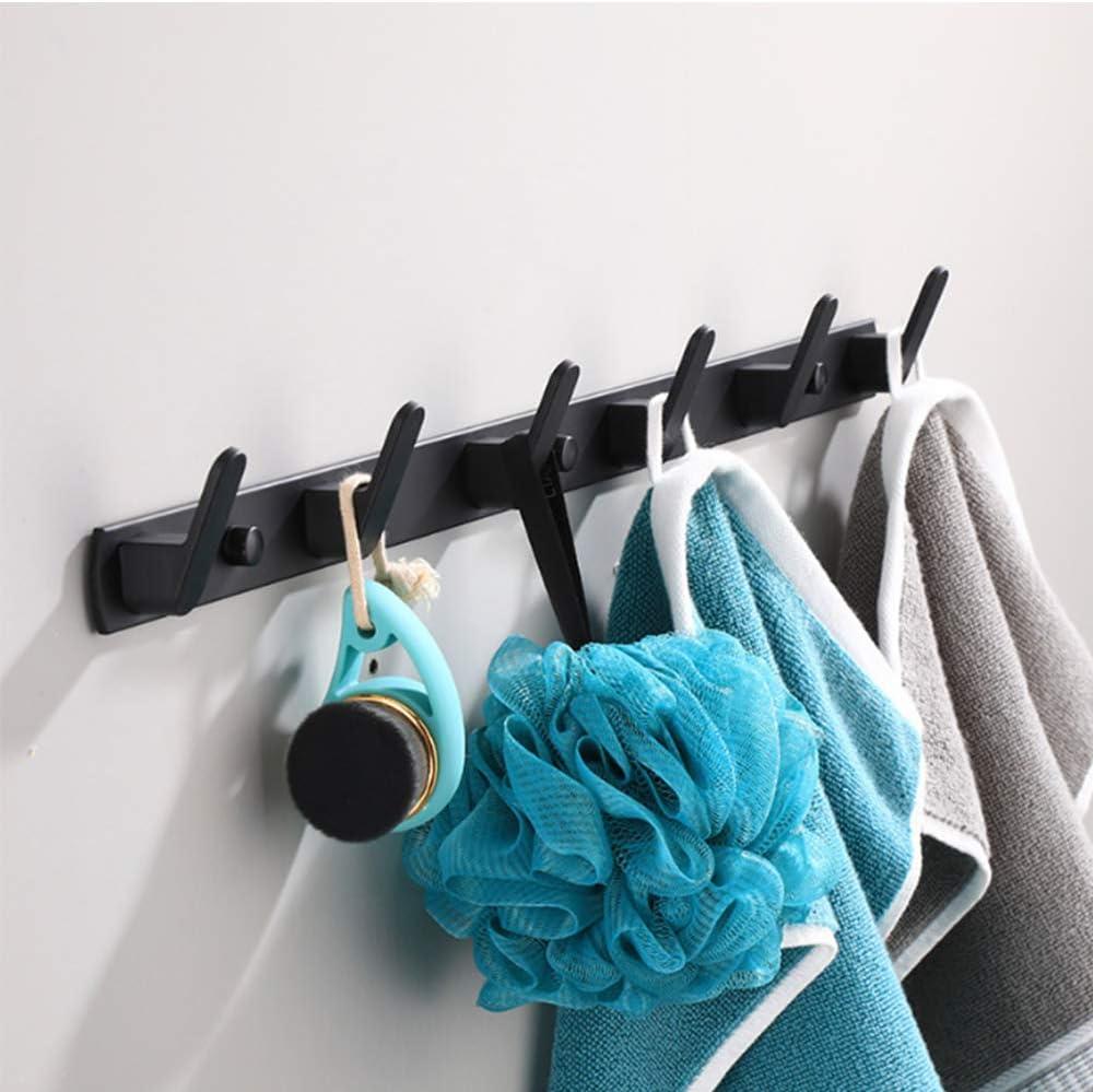 Wall Mounted Coat Racks with 6 Hooks Hanging Holder Towel Rack 21.7"x1.3" Modern Black Hanging for Clothes Entryway Bathroom (6 Hooks(2 Packs))