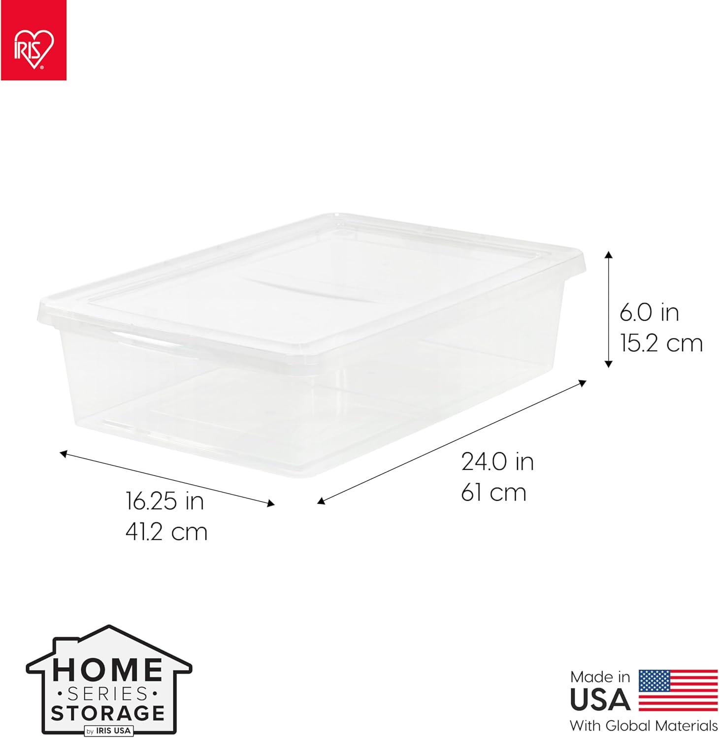 IRIS USA 28 Qt Clear Storage Box, Plastic Stackable Bin with Lid, 10 Pack