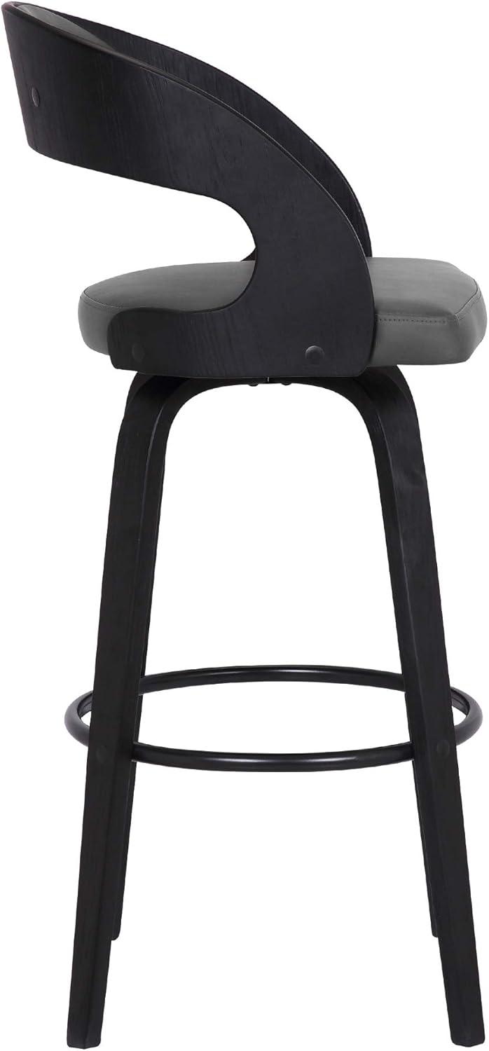 Shelly Black Wood and Metal Swivel Counter Stool