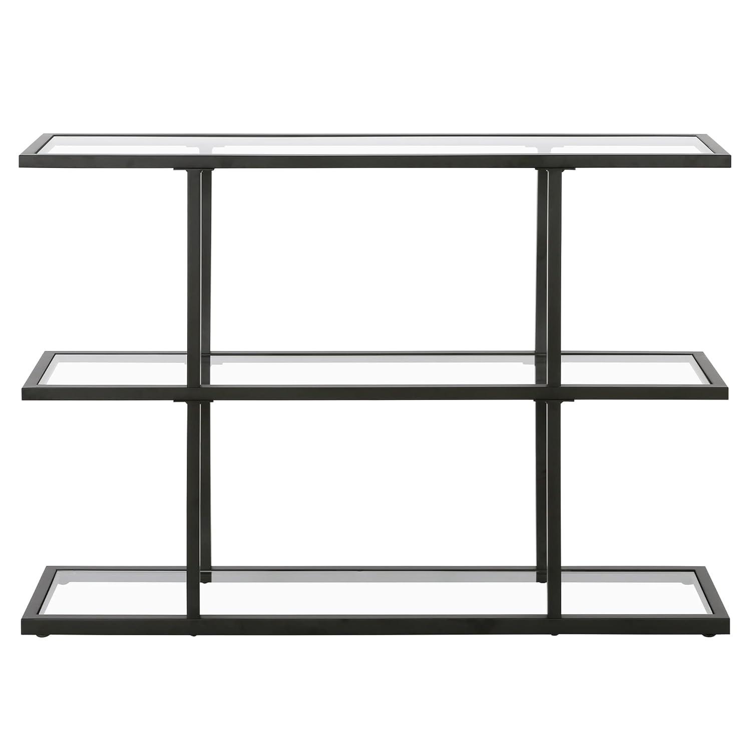 Evelyn&Zoe Yeardley 42" Wide Rectangular Console Table, Blackened Bronze