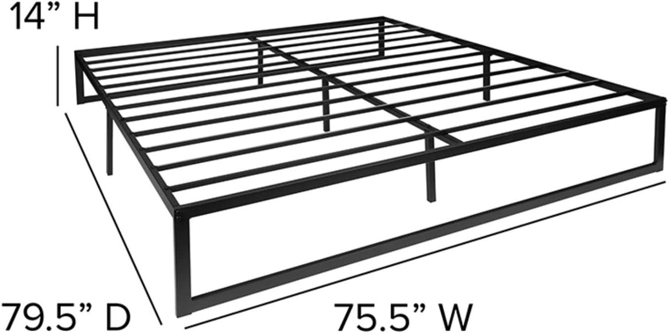 Black King Metal Platform Bed Frame with Slats