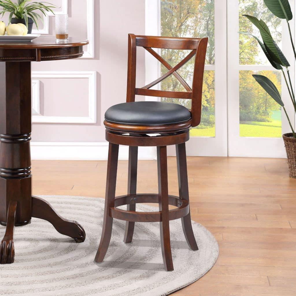 24" Georgia Swivel Hardwood Counter Height Barstool Cappuccino - Boraam: Upholstered, X-Back, 360-Degree