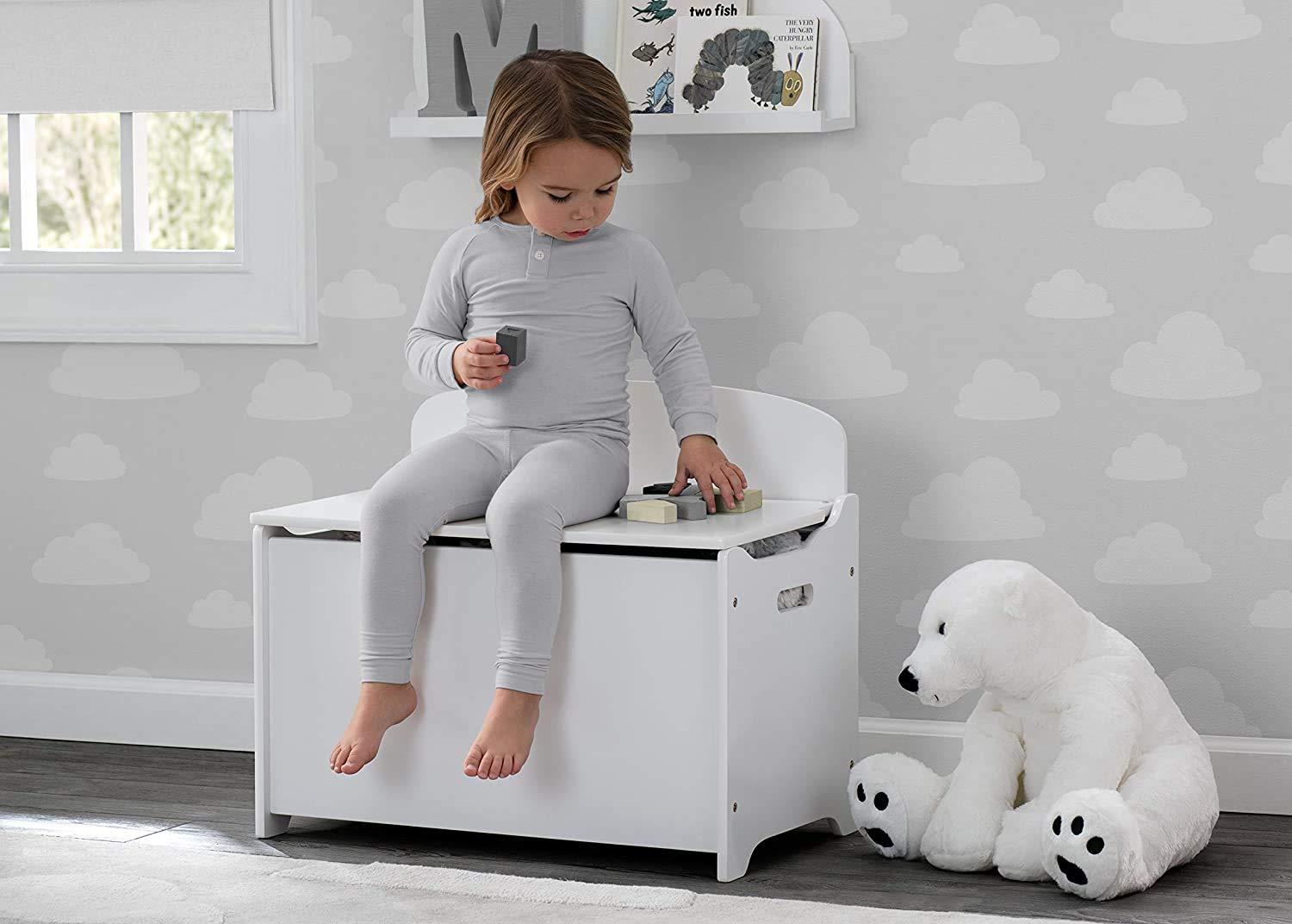 Craftsman Bianca White Toy Box with Safety Hinge and Scratch-Resistant Finish