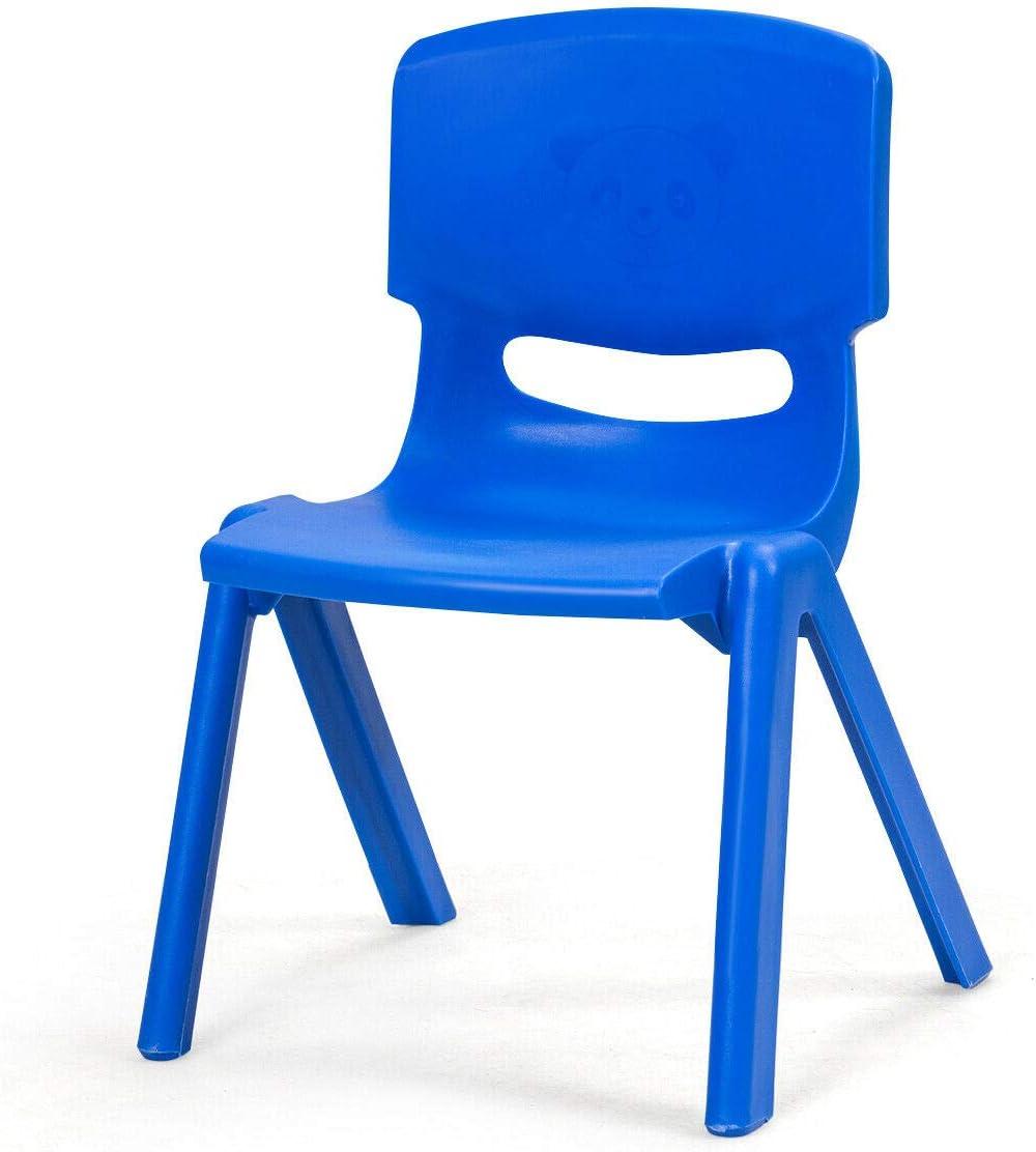 Topcobe 6-pack Kids Plastic Stackable Classroom Chairs, Toddler Living Room Chair-Blue