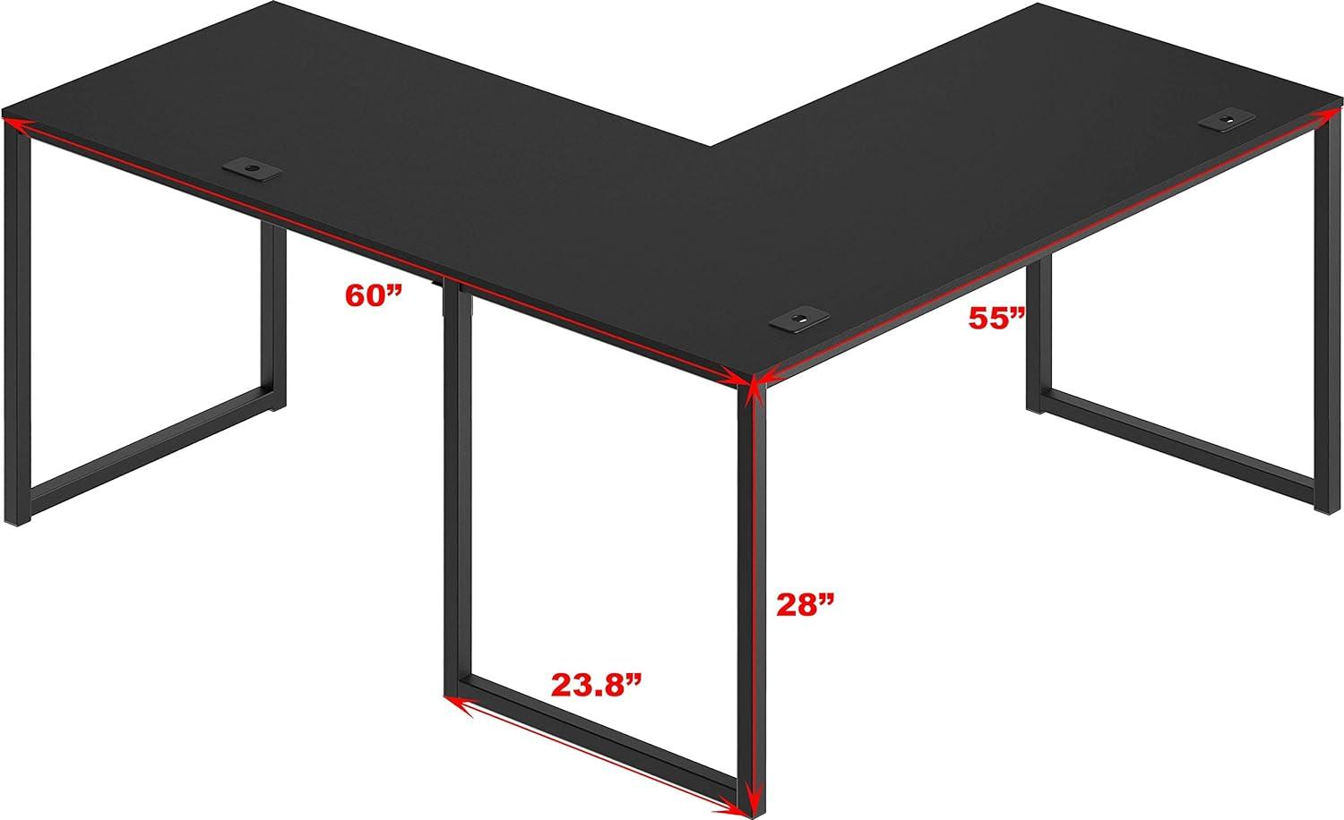 SHW Commercial-Grade L Shaped 55" x 60" Corner Office Computer Desk, Black