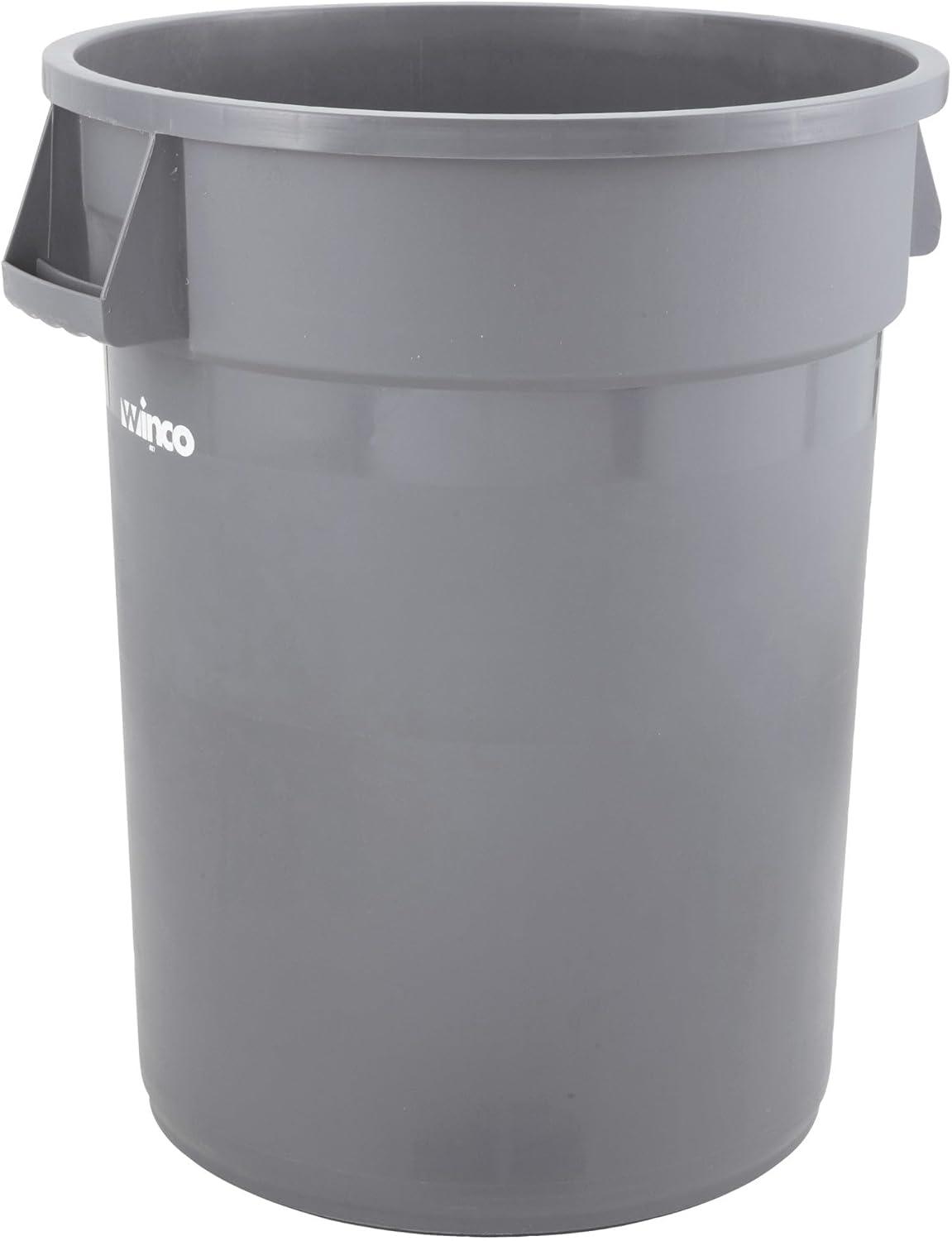 Gray 10 Gallon Round Commercial Plastic Trash Can