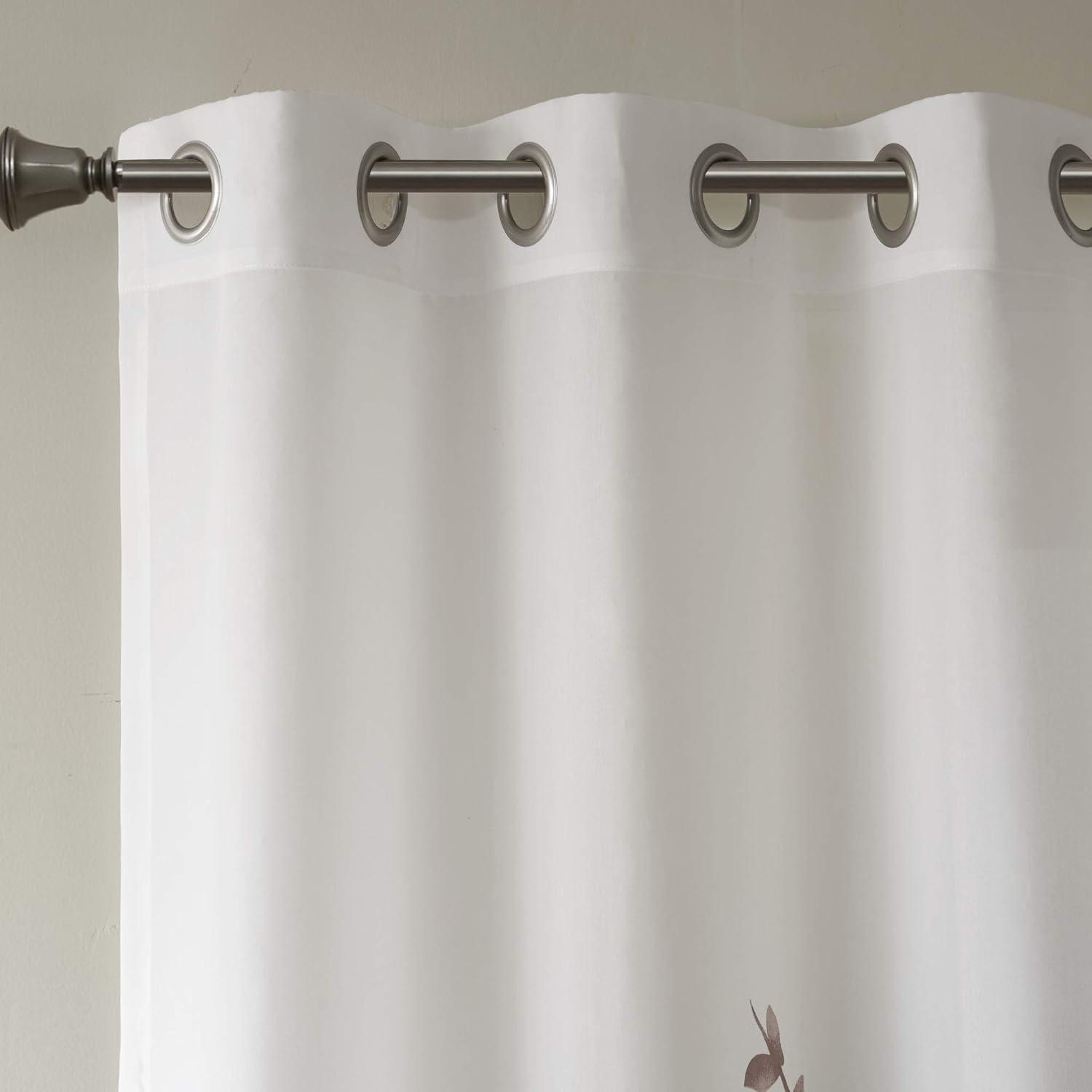 Madison Park Cecily Floral Printed Burnout Sheer Grommet Single Curtain Panel