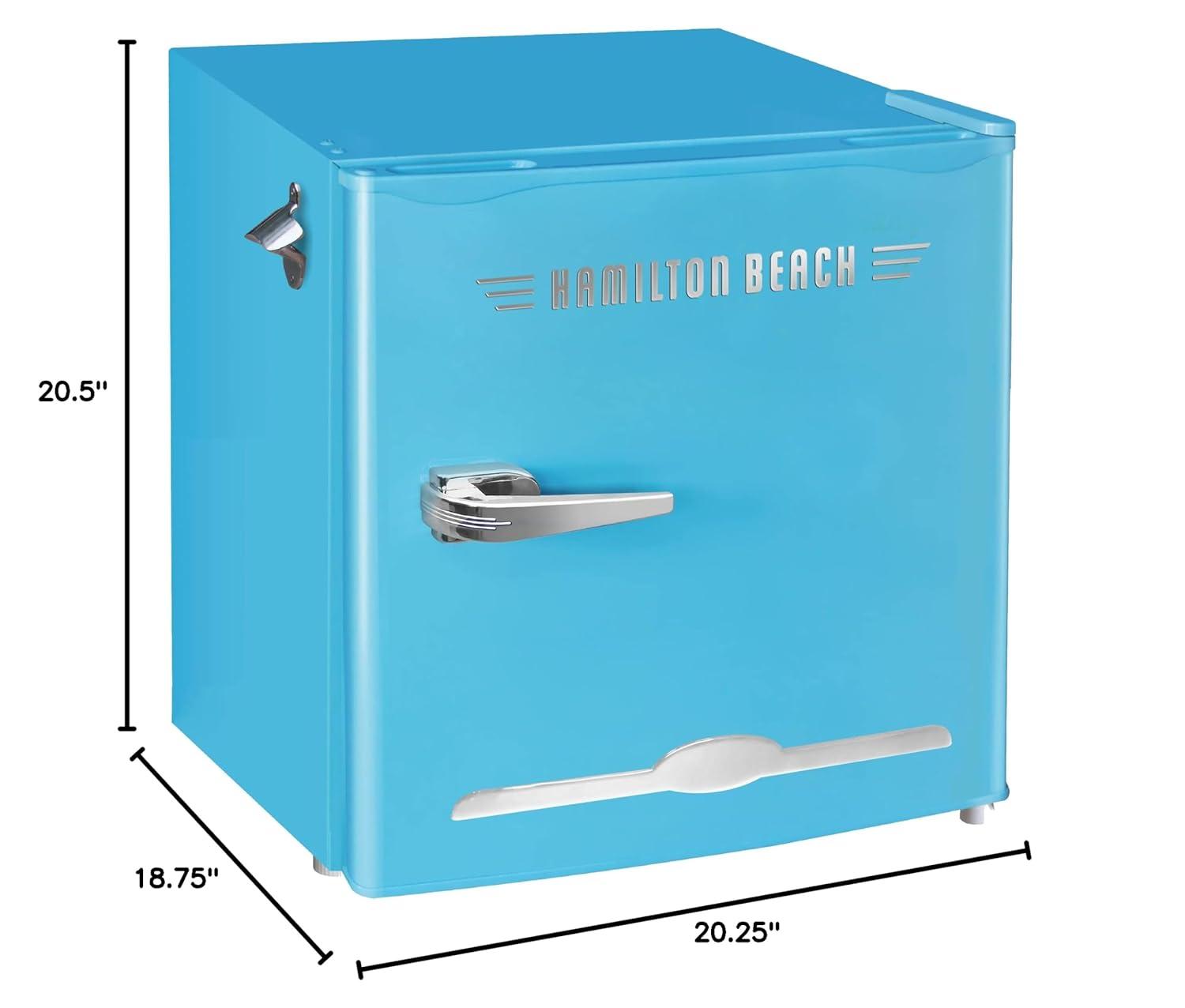 Hamilton Beach, 1.6 cu. ft. Retro Bar Fridge with Side Bottle Opener, Blue
