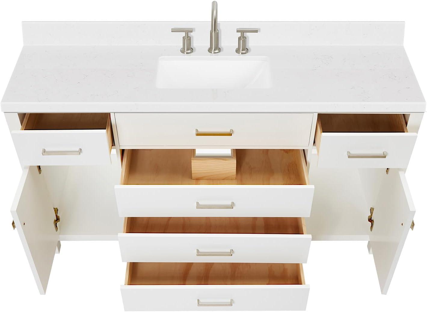 Ariel H060scqrvo Bristol 60" Free Standing Single Basin Vanity Set - White