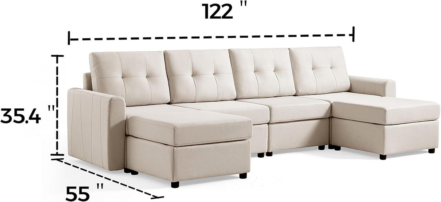 LINSY HOME Oversized Modular Cloud Sectional Sofa, RUBIK III 7 Seat Storage Couches and Sofas, Sectional Couches for Living Room with Reversible Chaises, Light Gray