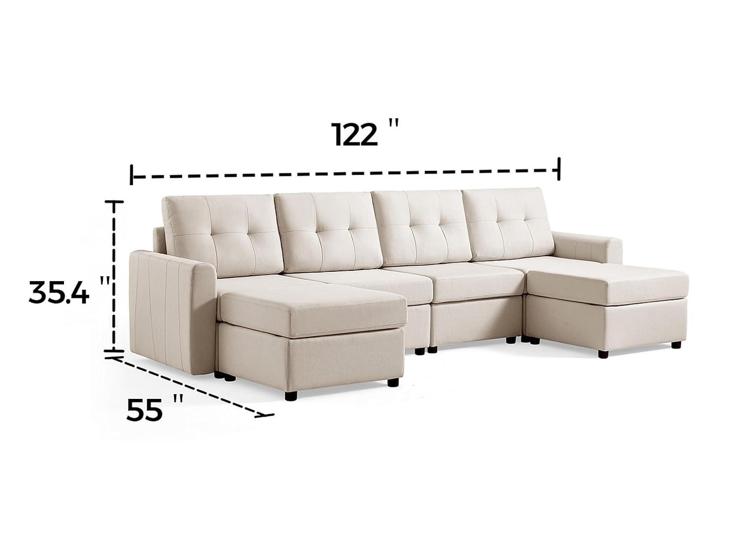 LINSY HOME Oversized Modular Cloud Sectional Sofa, RUBIK III 7 Seat Storage Couches and Sofas, Sectional Couches for Living Room with Reversible Chaises, Light Gray