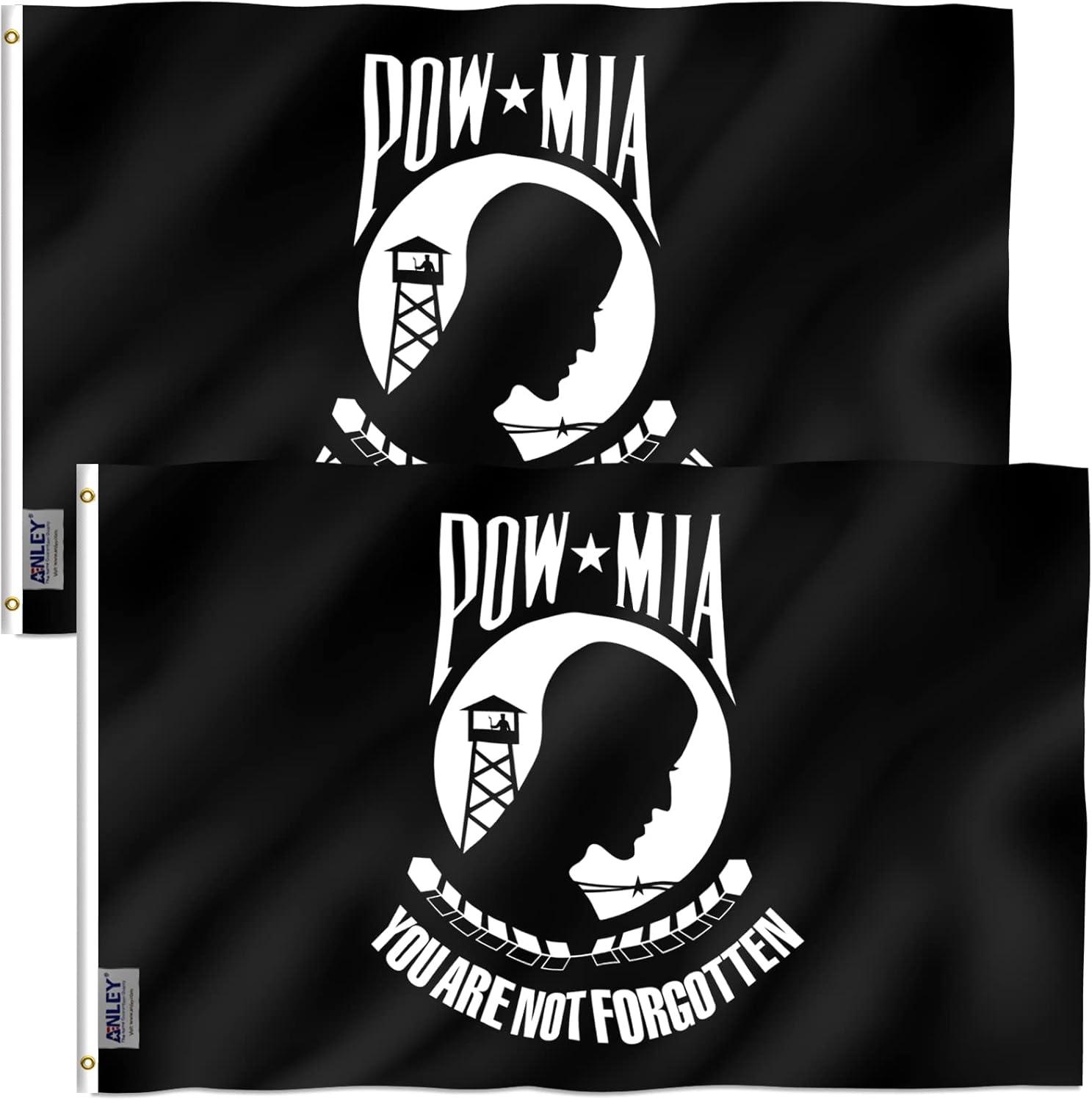 Black and White Polyester Military POW MIA Flag 3x5 Feet