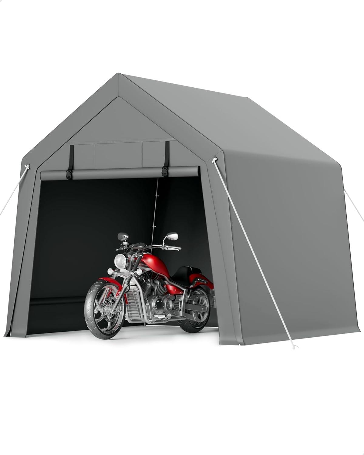 babevy Motorcycle Storage Shed, Heavy Duty Portable Tent With Rolled Zipper Door in , 84" H x 72" W x 72" D