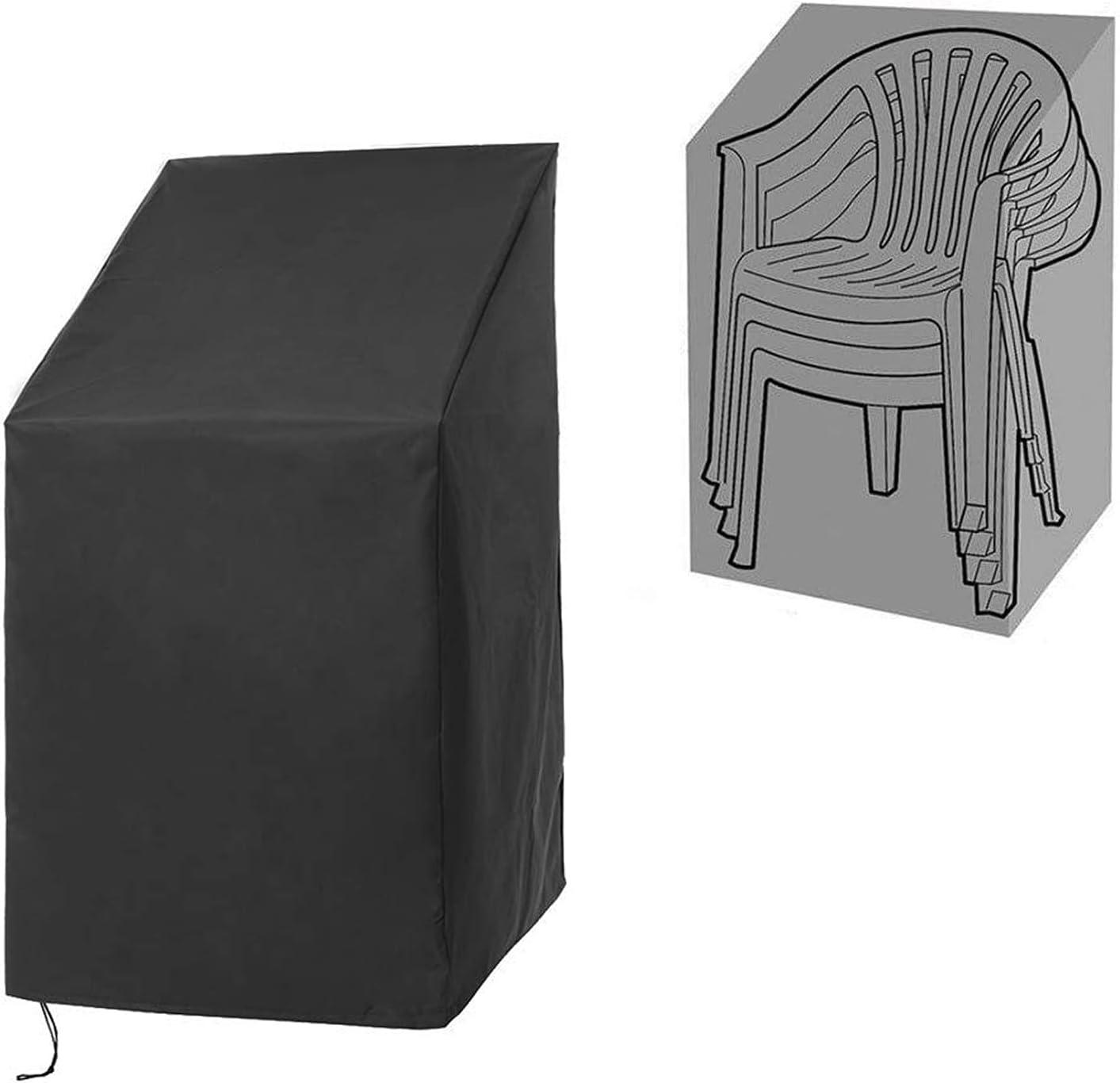 Patio Chair Covers for Outdoor Furniture Waterproof, Heavy Duty Stackable Chairs Cover with Adjustable Hem Cord for Better Fit, Large Cover for Lounge Deep Seat , Black, All Weather Protection (Black)
