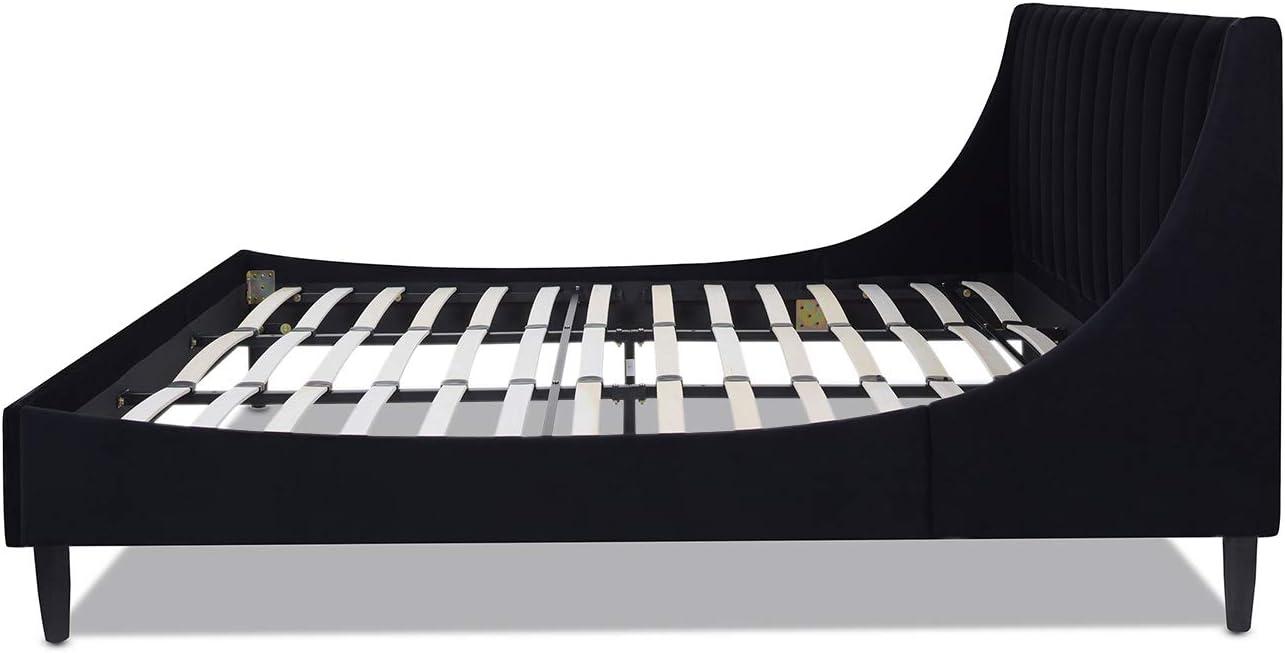 Aspen Vertical Tufted Headboard Platform Bed Set King Anthracite Black Velvet