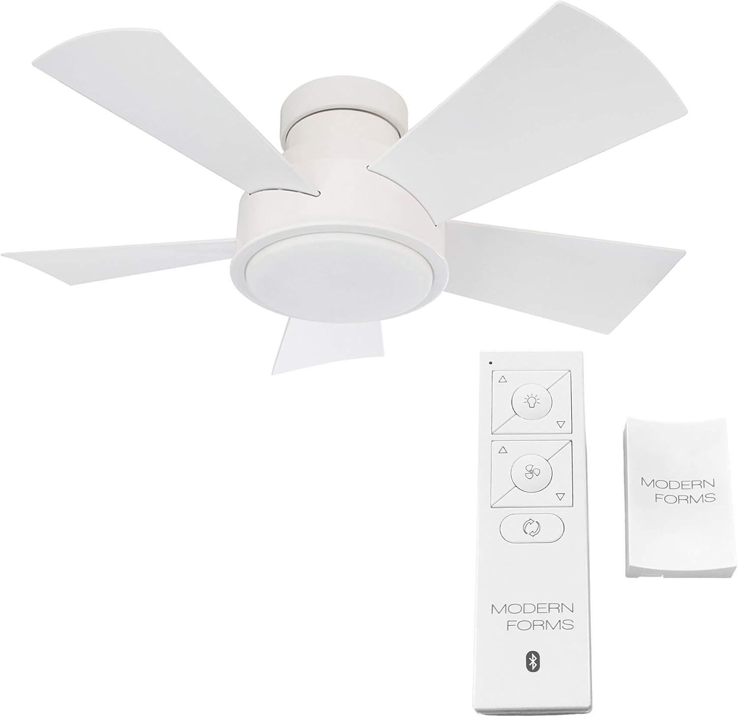 Vox 5 - Blade Indoor/Outdoor Smart Flush Mount Ceiling Fan with Remote Control and LED Light Kit