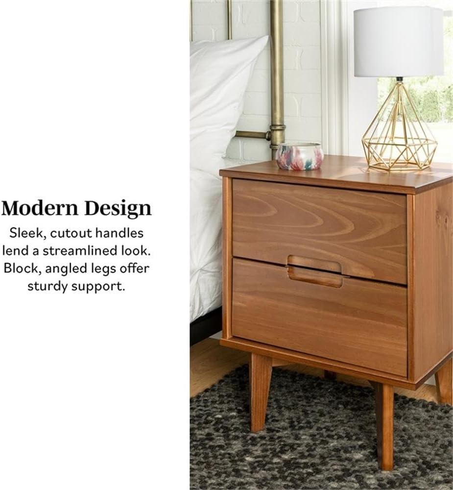 Mags Solid Wood Groove 2-Drawer Nightstand