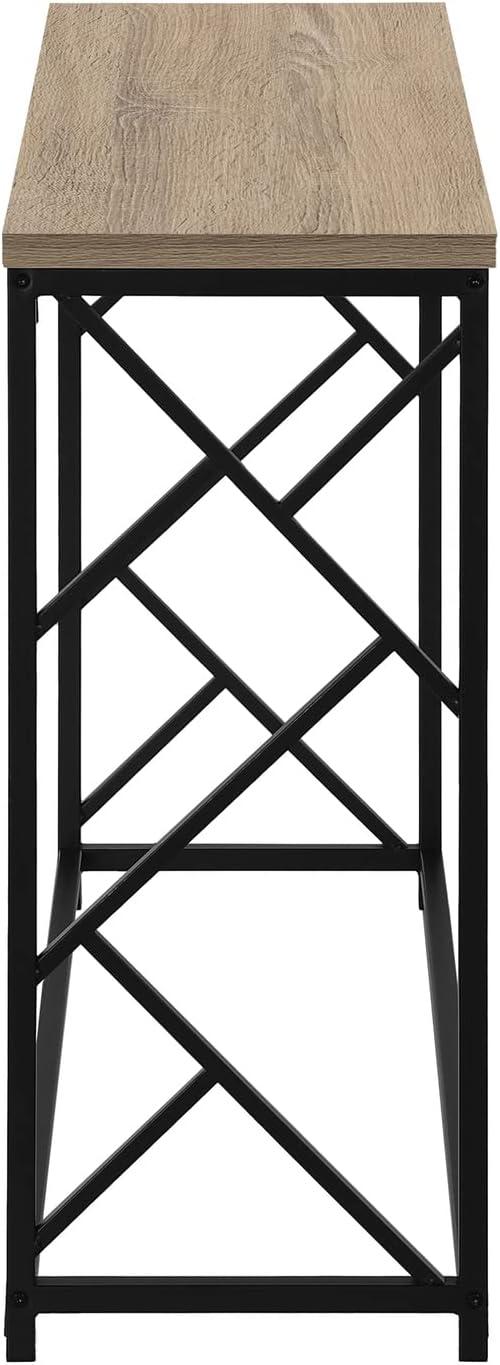 Monarch Specialties Accent Table Console Entryway Narrow Sofa Living Room Bedroom Brown Laminate Black Metal Contemporary Modern