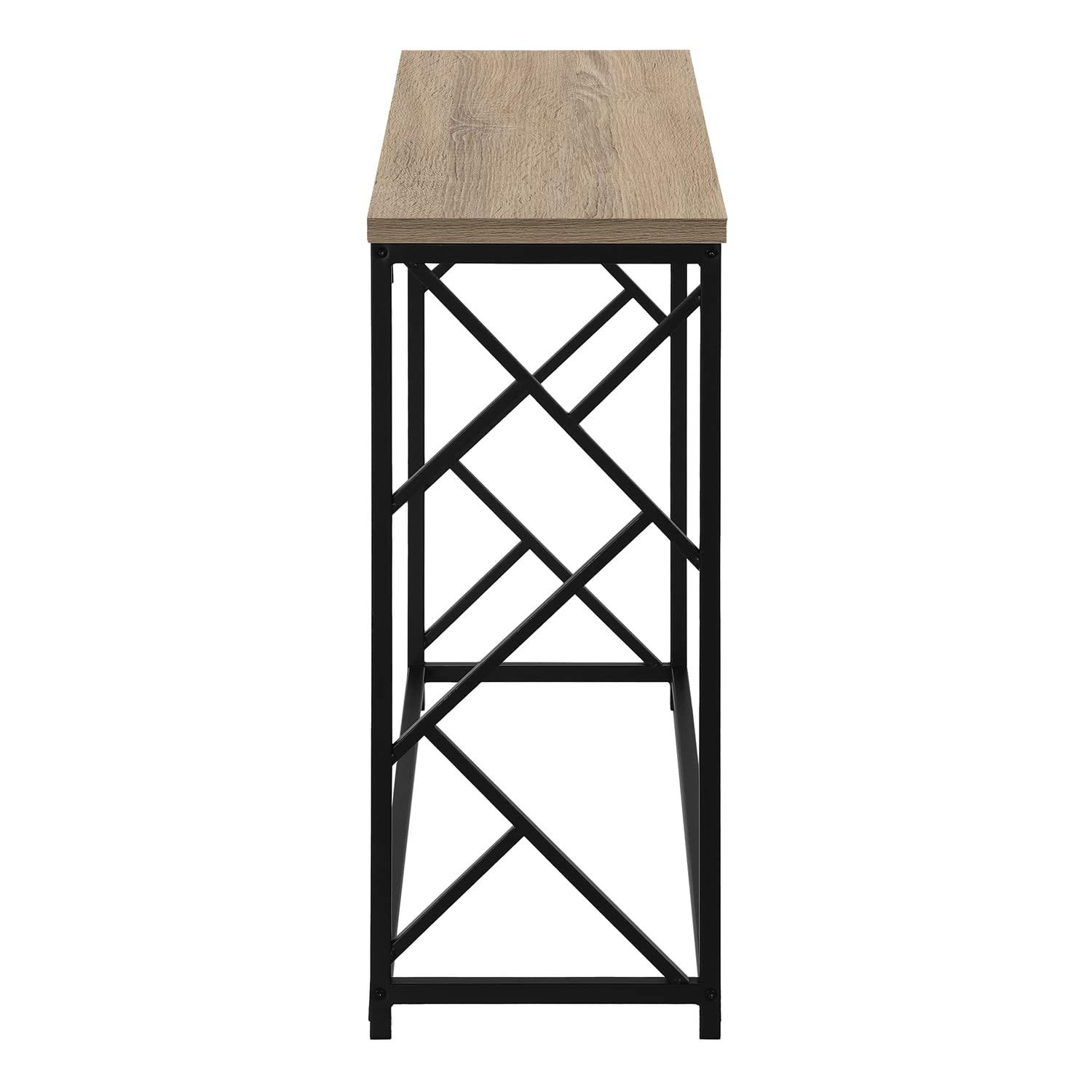 Monarch Specialties Accent Table Console Entryway Narrow Sofa Living Room Bedroom Brown Laminate Black Metal Contemporary Modern