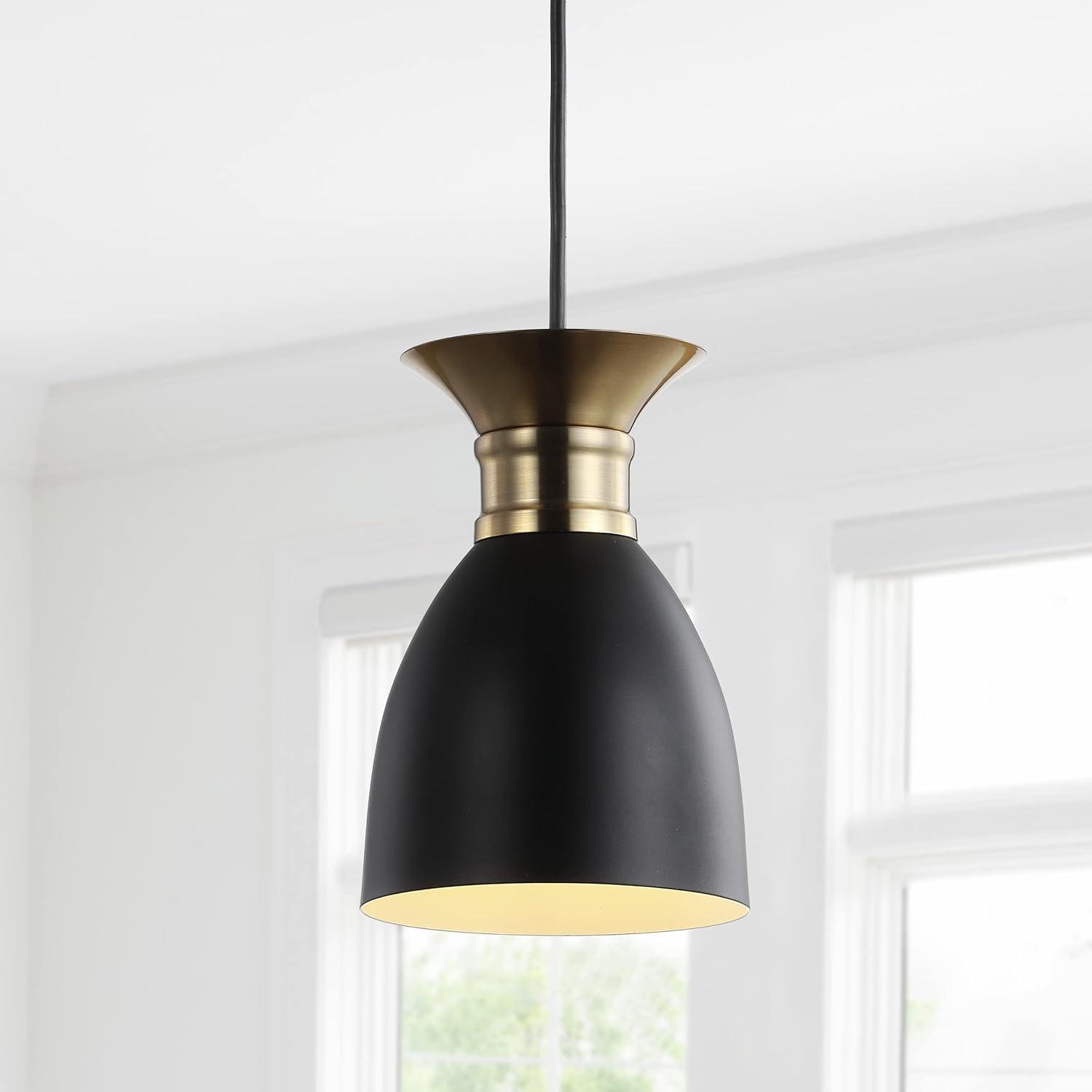 Edison 5.75" Matte Black & Brass Gold LED Pendant Light