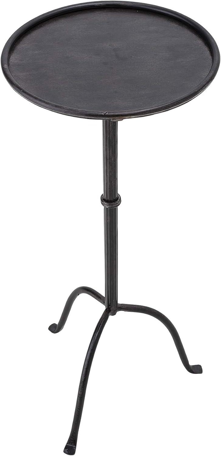 Sleek Black Metal Round Martini End Table, 12.5 in