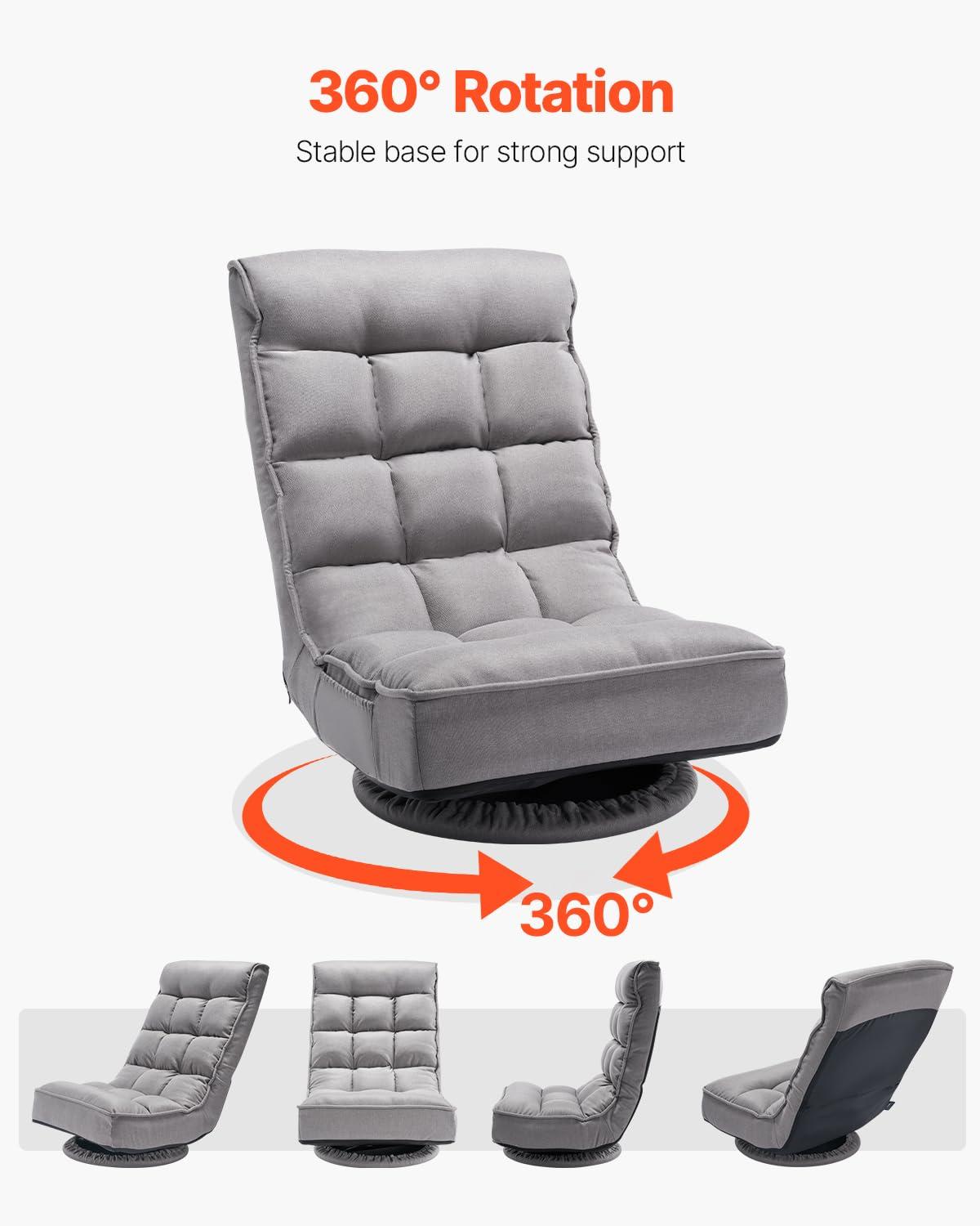 360° Swivel Floor Gaming Chair with 4 Adjustable Position Folding Floor Chair