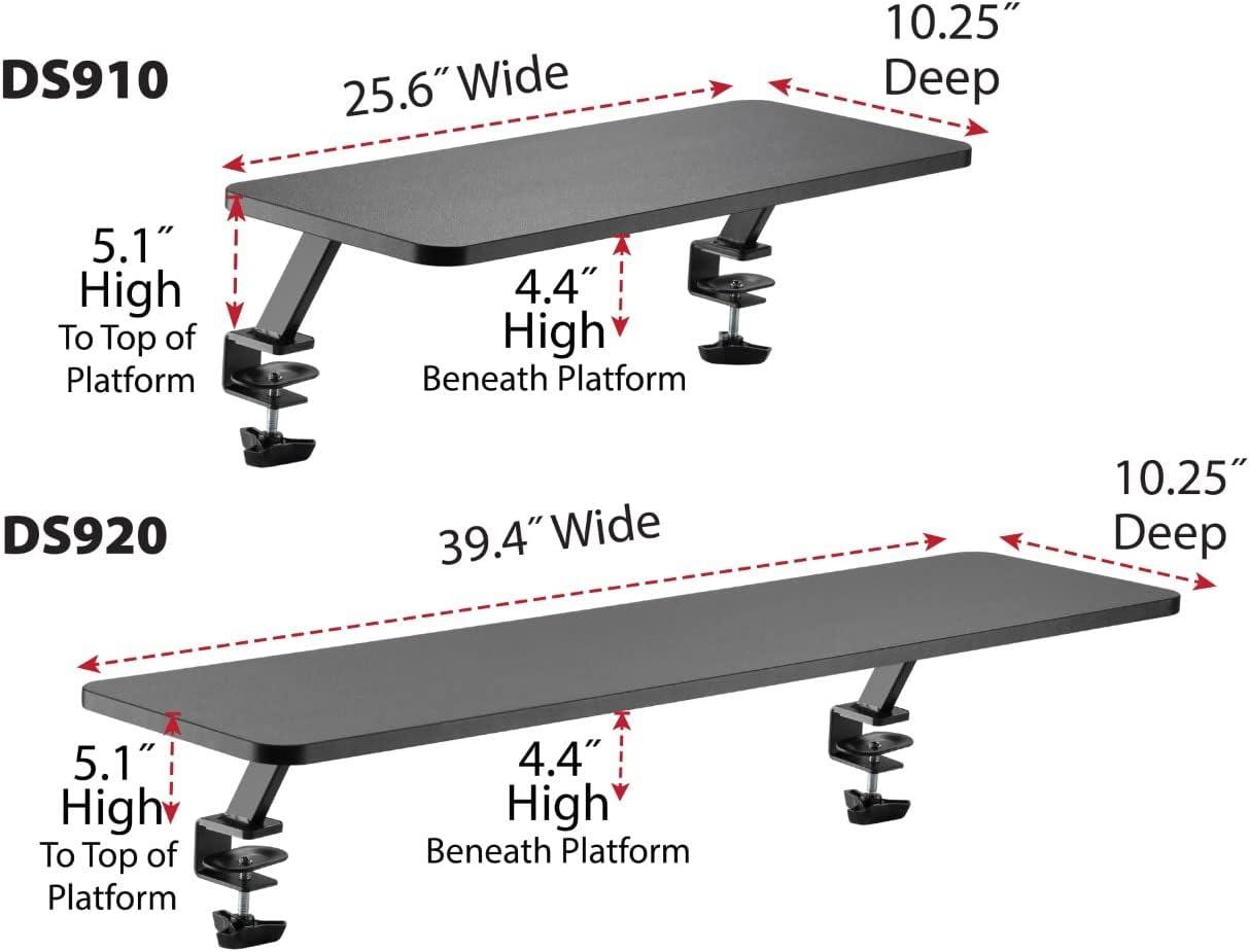 Black Extra-Wide Ergonomic Mounted Monitor Riser Stand