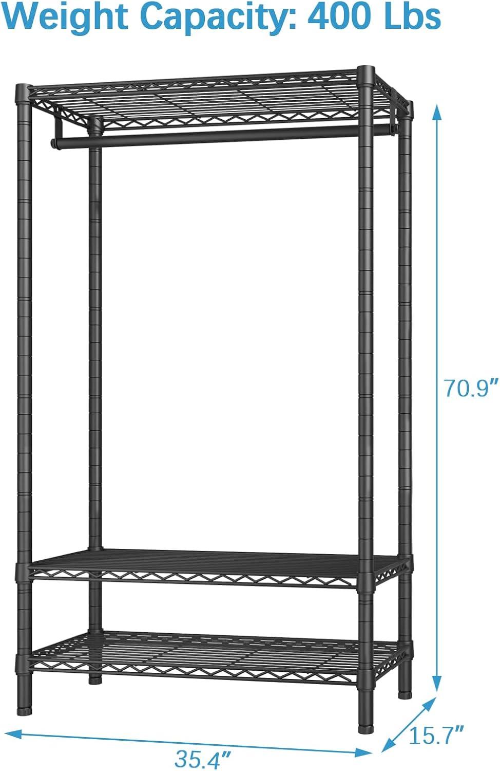 VIPEK V1S 3 Tier Wire Garment Rack Heavy Duty Clothes Rack Freestanding Wardrobe, Max Load 400LBS