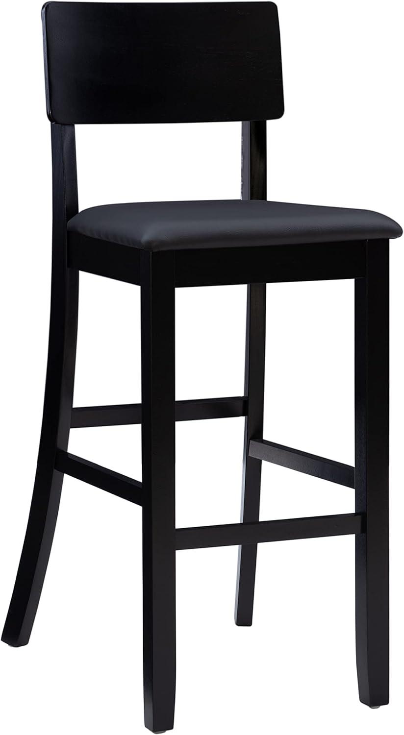 Torino 31" Solid Back Black Wood and Faux Leather Barstool