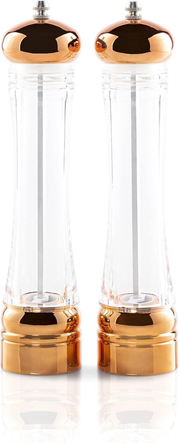Copper Kitchen Inspired Home 10.5\" Salt & Pepper Mill Set Copper Clad Acrylic
