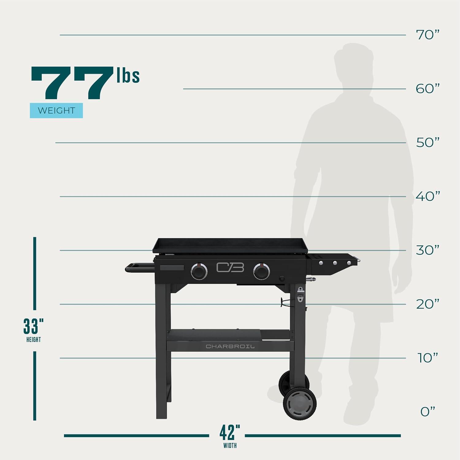 Black 28" Propane Gas Hibachi Griddle with Cart