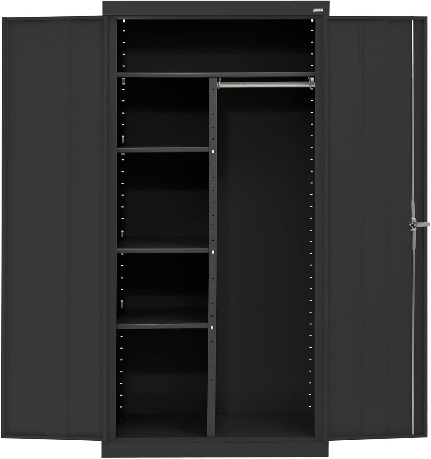 Classic Series 36"W x 72"H x 24"D Combination Storage Cabinet with Adjustable Shelves, Black