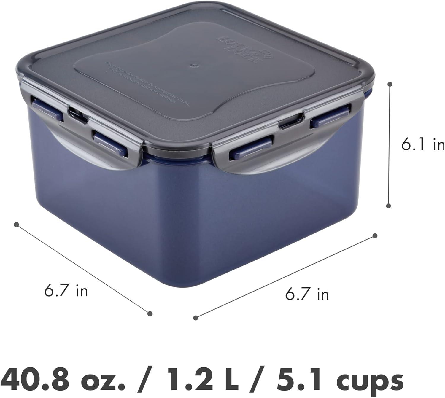 LocknLock 5-Cup Blue Plastic Square Storage Container with Lid