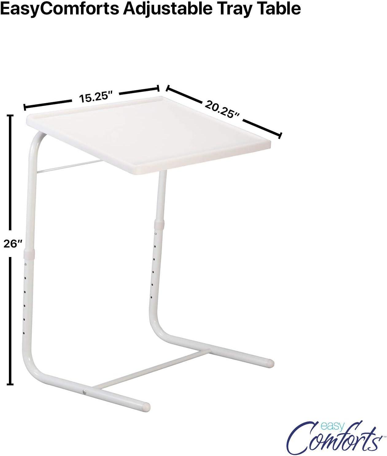 Fox Valley Traders White Adjustable Tray Table EasyComforts, One Size Fits