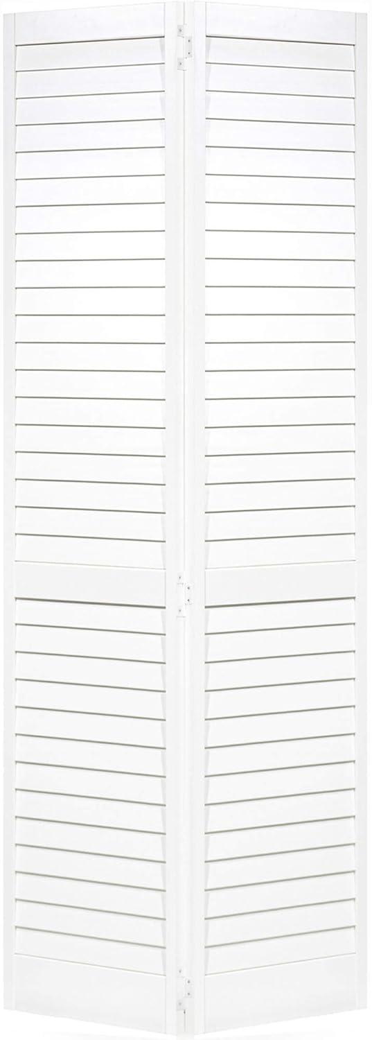 Plantation Wide Louvered Solid Pine Bi-Fold Door in Primed White