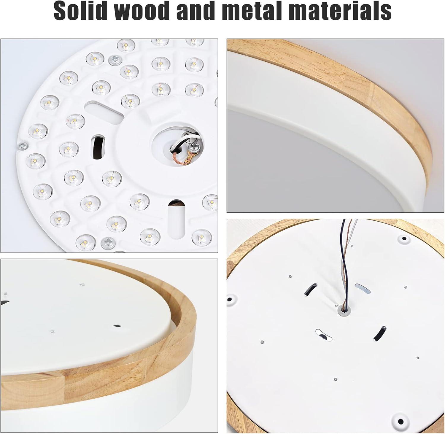 Modern Oak and White LED Flush Mount Ceiling Light