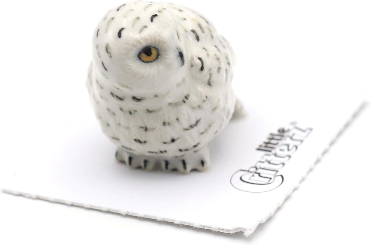 Little Critterz White Snowy Owl "Ghost" Hand-painted - Home Decor Bird Birthday Gift Decorative Figurine - Miniature Porcelain Figurine